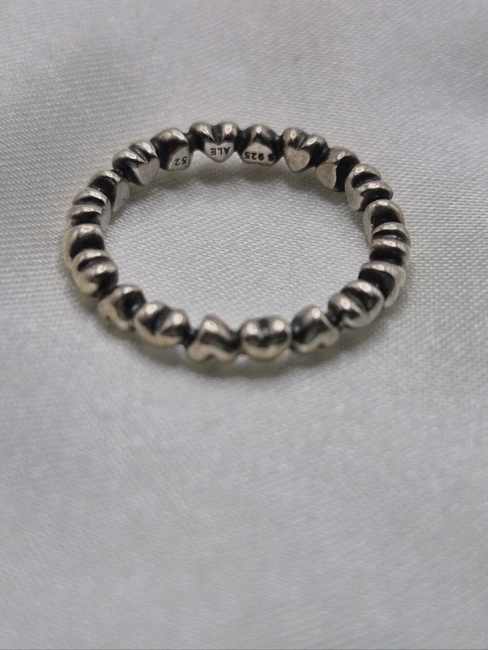 Genuine PANDORA RETIRED Chain Of Hearts ALE Sterling Silver Ring - SIZE 6